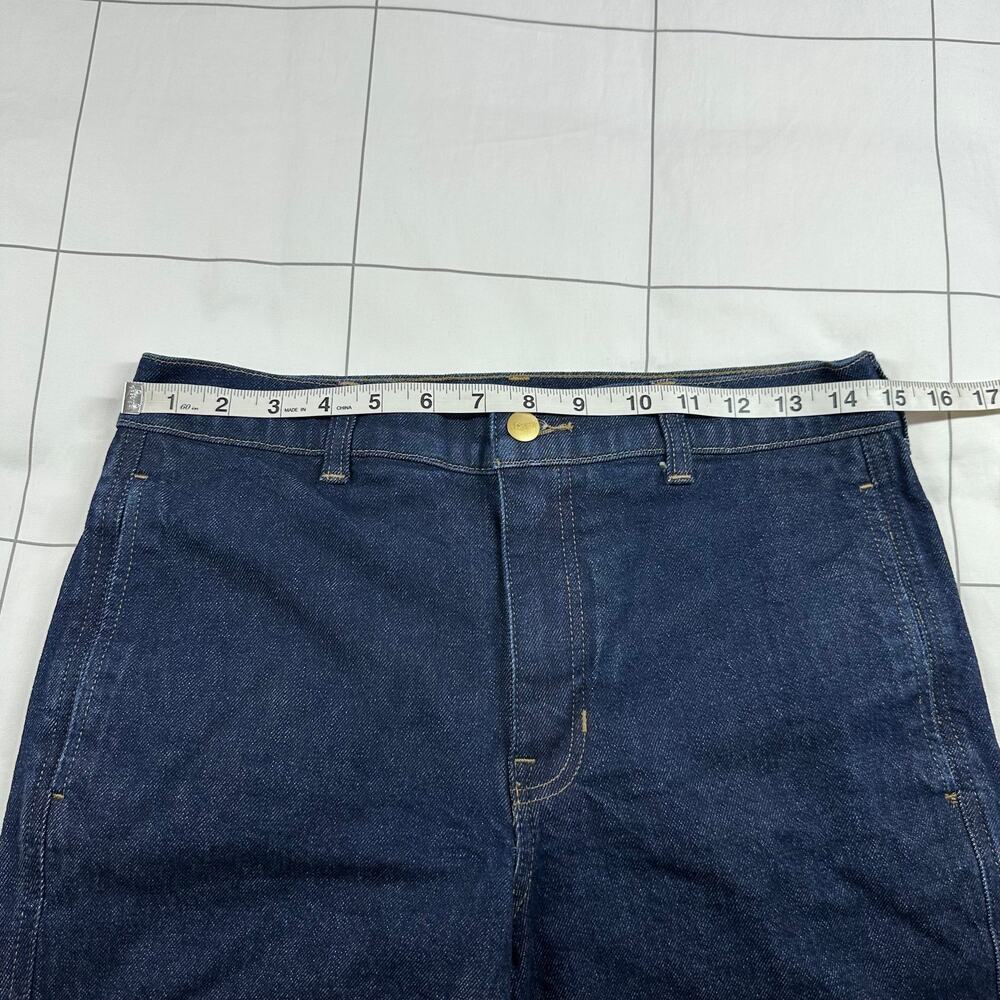J.Crew Jeans Womens 27 Blue Full Length Slim Wide Trouser Dark Rinse Wash Denim - Picture 9 of 14